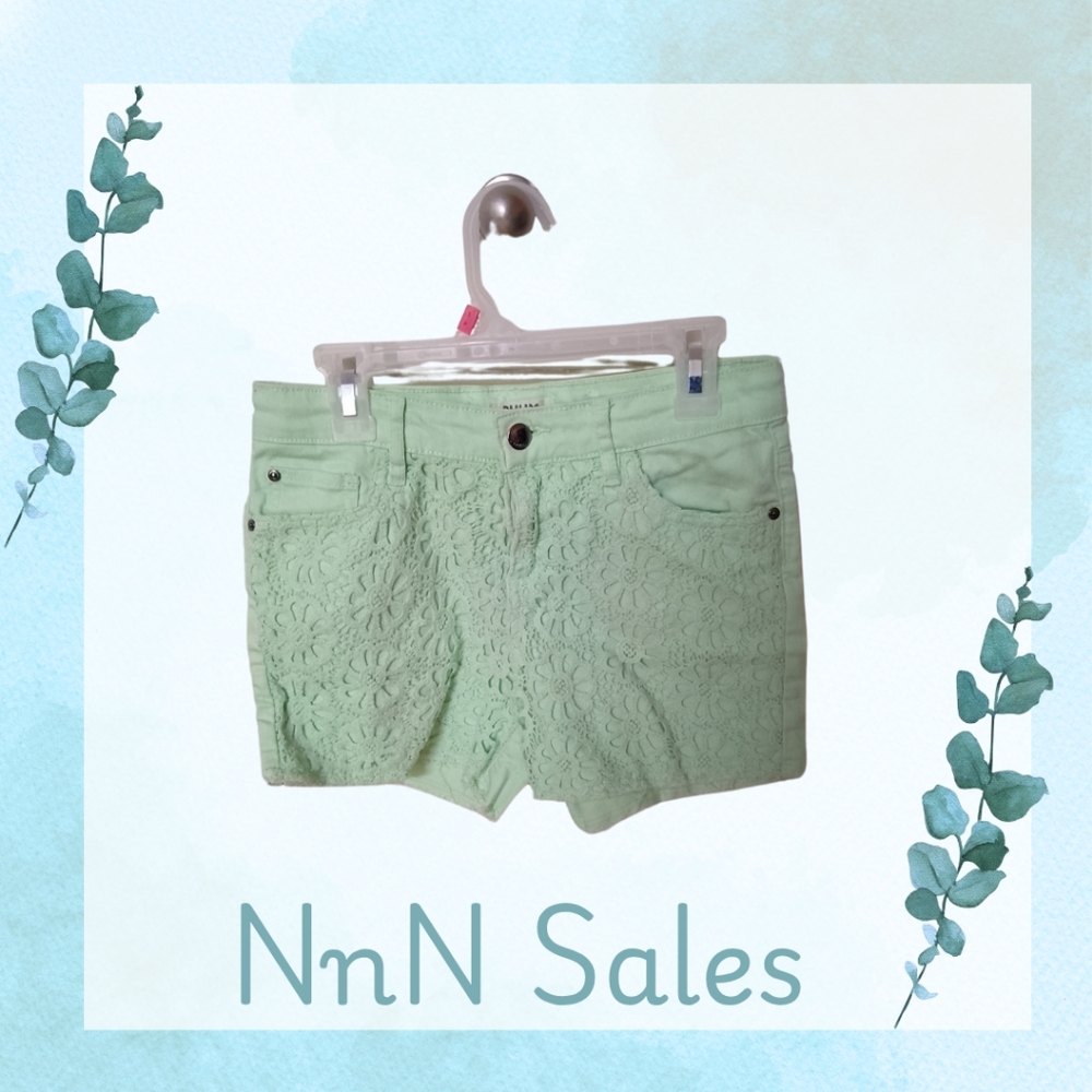 Mint Green Lace Kid's Shorts